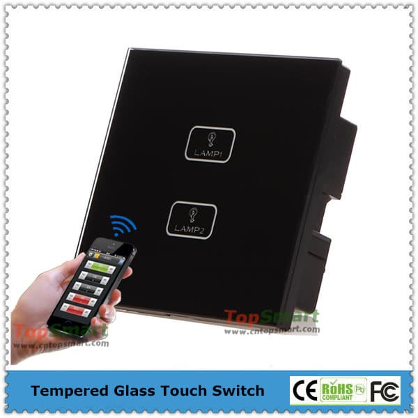 UK standard 2 gang remote control wall touch switches